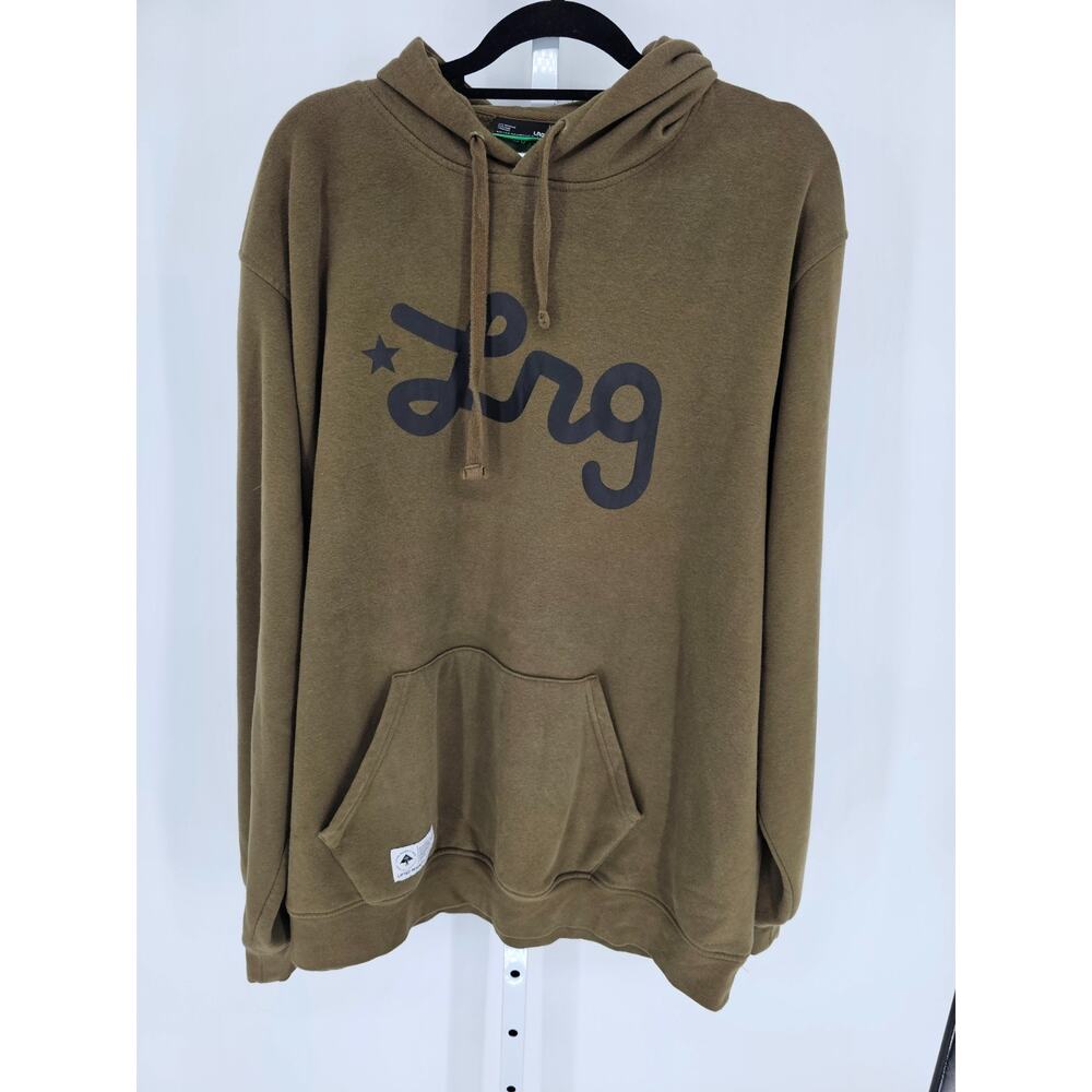 LRG Lifted Research Group "Lifted Script" Pullover (Olive) Hooded Sweatshirt 3XL